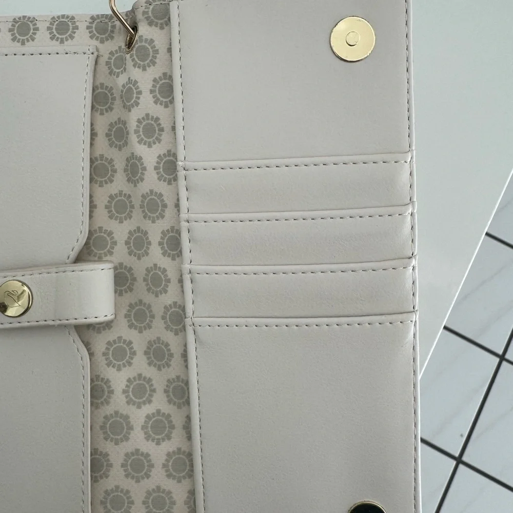 Swarovski Cream Wristlet Clutch with Gold Hardware